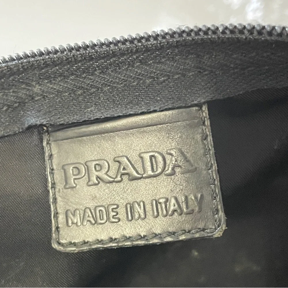 Prada black nylon gold triangle logo zip pouch - Picture 8 of 10